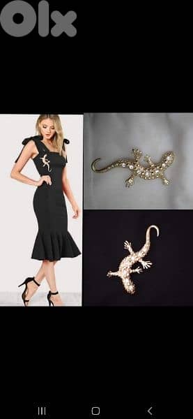 brooch lezard brooch gold with strass