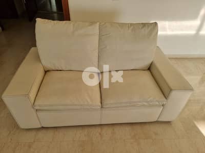Nieri Real Leather White 2 Seat Sofa. Made in Italy