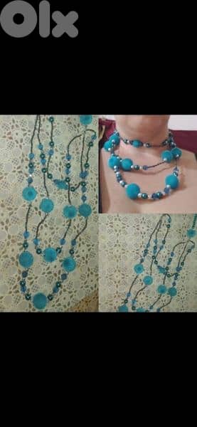 necklace velvet & pearl beads necklace blue