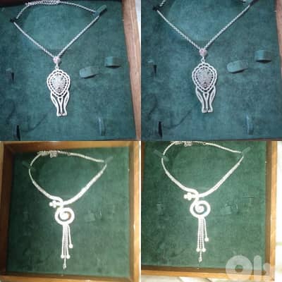 necklace full strass silver tone