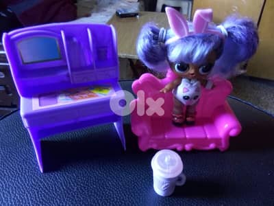 LOL MGA PURPLE Small Great doll+Muc+salon big chair+brush stand