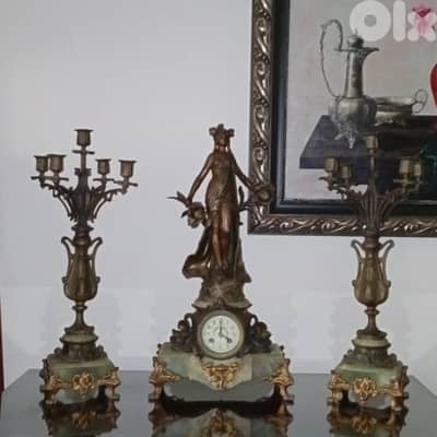 French Art Nouveau clock set Auguste Moreau 1834-1917