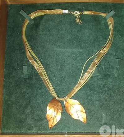 2 leaves necklace satin multilayer handles