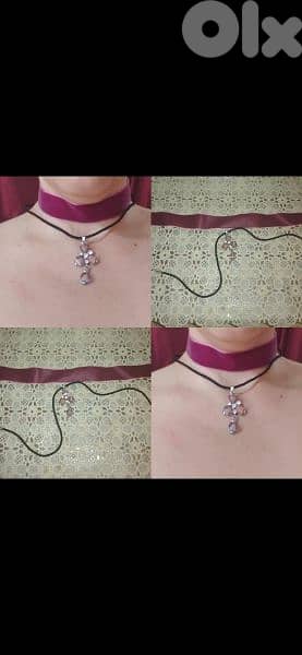 necklace 2 pcs choker and necklace purple