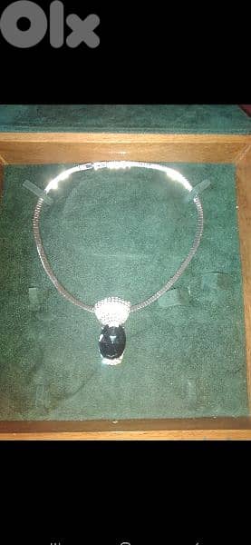 necklace stainless steel necklace crystal black pendant