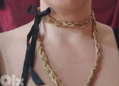 necklace 3a2ed dahabe ma3 ribbon satin