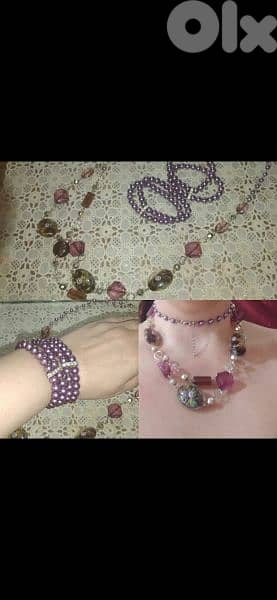 necklace set 3a2ed ma3 esswara purple high quality