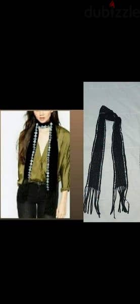scarf wook black with silver sequin