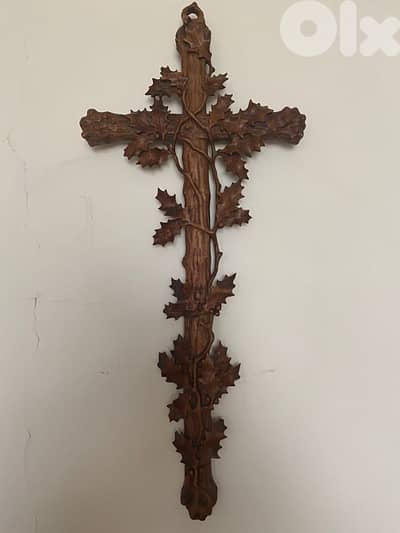 beautiful hand carved church cross 19th