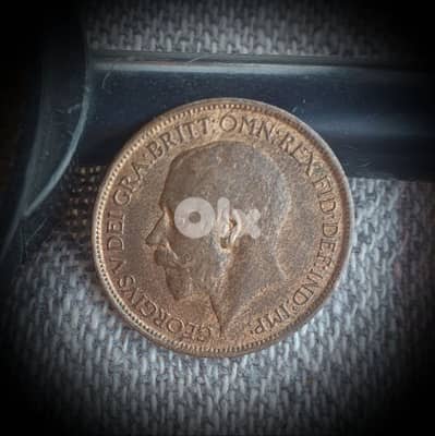 1917 England WWI 1/2 Penny KGV Bronze Coin