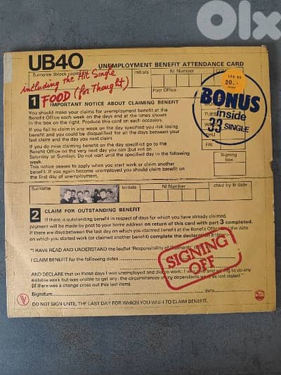 UB40 signing off vinyl