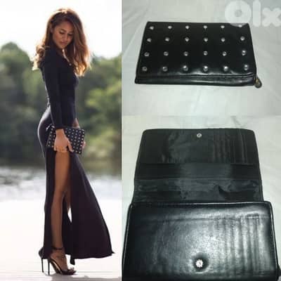 bag clutch wallet  black with swarovski