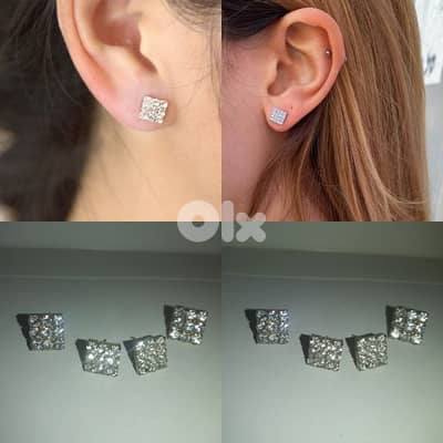 earrings 2 sizes square zirkon high quality  2=15$
