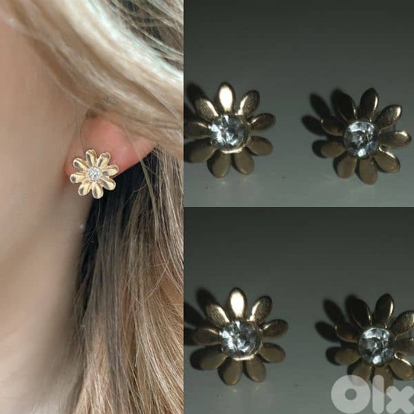 daisy studs earrings colour gold 4