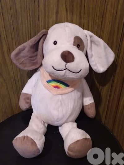 SNOF THE Beige &BROWN DOG medium great PLUSH, height 35Cm+foulard=12$