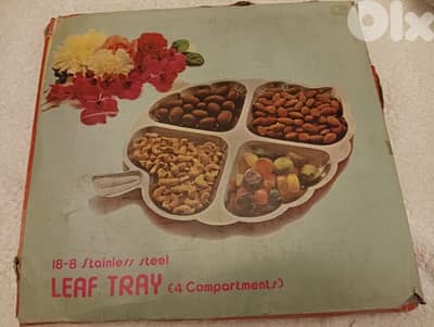 صينية ستانلس ستيل للمقبلات والمخلوطة على شكل ورقة شجرة