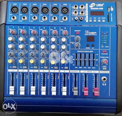 mixer leem 7 channel powered 500w with usb & effect,new in box