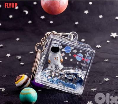 sparkling liquid space square keychain