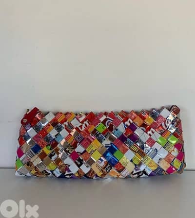 Nahui Olin wrapper recycled paper clutch bag