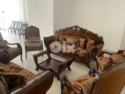 طقم كنبايات خشب زان ست قطع وطاولة