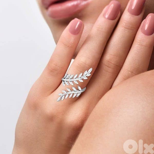 doubĺe leaf adjustable original swarovski ring 1