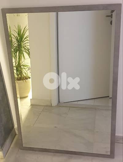 Mirror with grey concrete effect border 112cm x 75cm