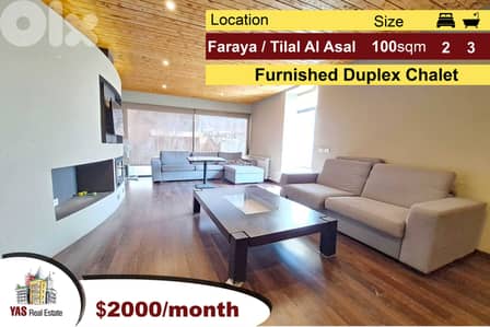 Faraya/Tilal Al Asal 100m2 + 80m2 Terrace | Duplex Chalet | Furnished