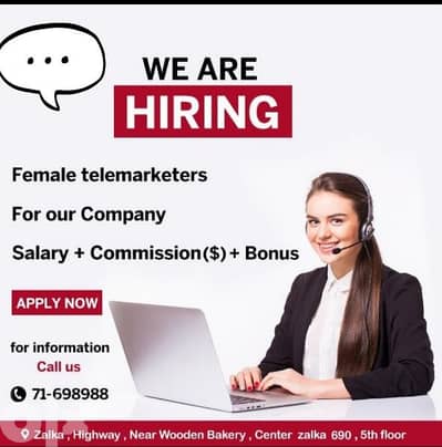Females Telemarketers Needed up to 1200$