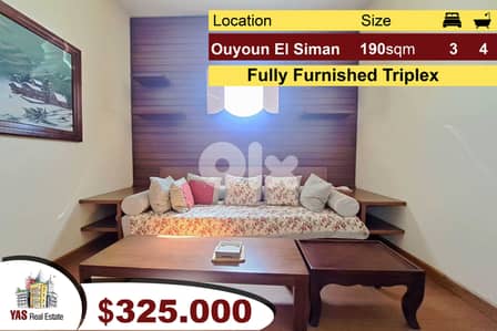 Ouyoun el Siman 190m2 | Triplex | Furnished | Prime location |DA