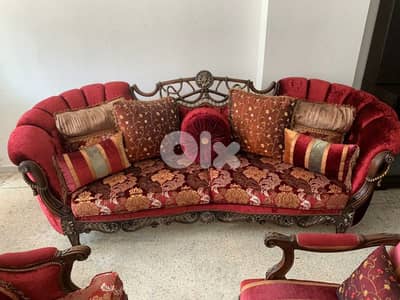 طقم كنبايات مصري فخم حفر خشب زان