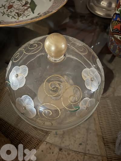 cake handle handmade crystal glass