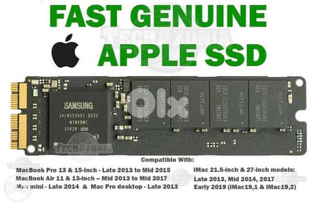 Genuine Apple capacity NVME SSD Flash Storage 128, 256, 512, 1024GB