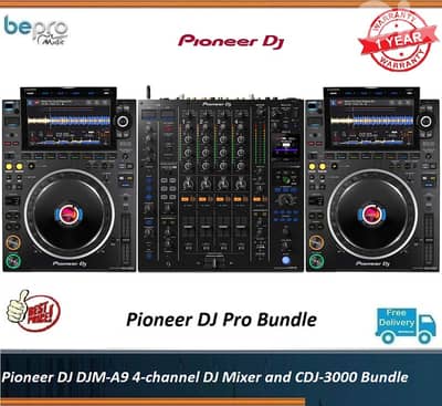 Pioneer DJ DJM-A9 4-channel DJ Mixer and CDJ-3000 Bundle