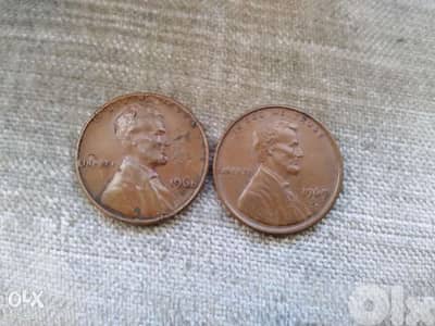 Set of two USA Penny cents 1968 S and 1969 S