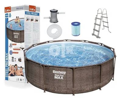 3.66 x 1 m pool bestway with filter pump and ladder intex مسبح بركة