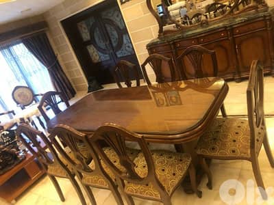 أوضة سفرة مصرية حفر خشب زان ملبسة قشرة سنديان