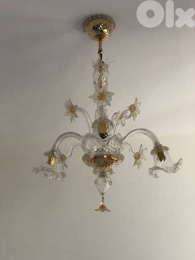 من اجمل ثرية مورانو ايطالي ورق  شغل رائع مميزة ممضية chandelier murano