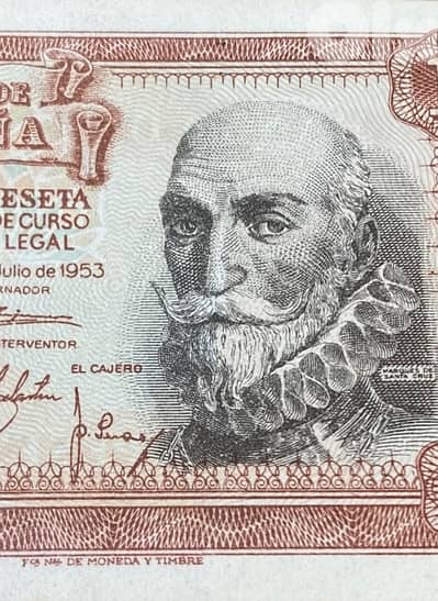 عملة عملات قديمة ١ بيزيتا اسباني ١٩٥٣ banknote