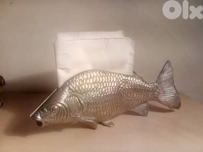 vintage decorative fish white copper table cards / napkin holders 23cm