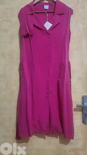ARZU CAPROL Turkish designer cupro silk shirt dress large فستان حرير