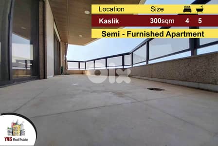 Kaslik 300m2 | Semi-Furnished | Spacious Apartment | Panoramic View |
