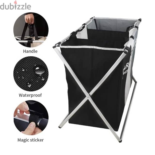 3-Section Laundry Basket with Folding Aluminum Frame 2