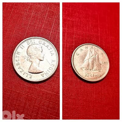 1963 Canada silver 10 cents Elizabeth II