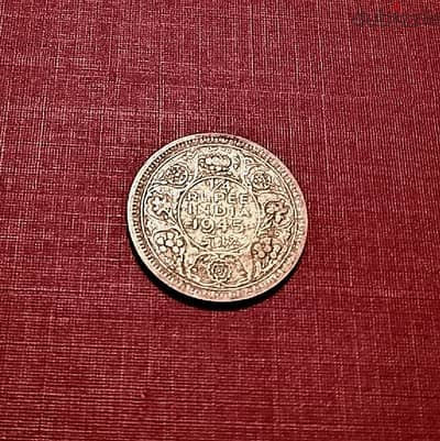 1945 British India silver quarter rupee KGVI 2.9g