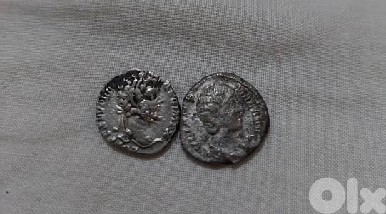 Set of 2 ancinet Silver Roman Coins Septimus Severus & Julisla Domana