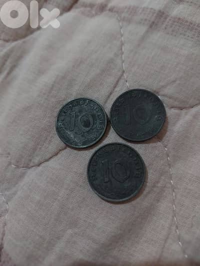 Three German Nazi Coins WW II