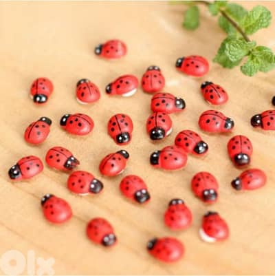 10 pieces set red wood coccinelle home and garden decoration